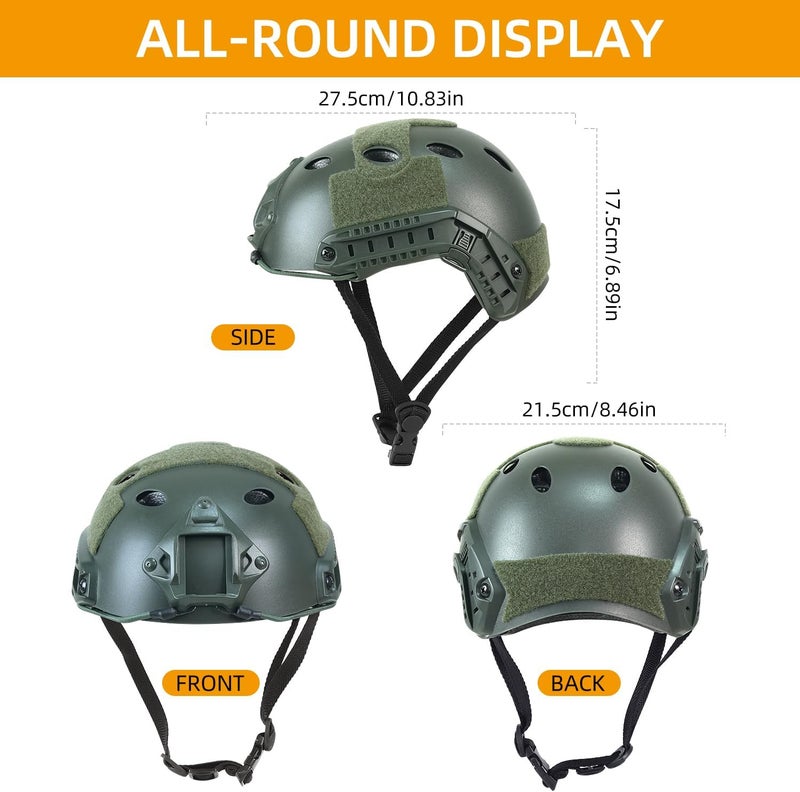 BOYOU Airsoft Helmet, PJ Type Tactical Paintball Fast Military Helmet with Front NVG Mount and Side Rail Breathable Vent Holes for Cosplay Outdoor Activities - Image 4